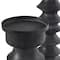 Black Metal Turned Style Pillar Candle Holder with Brown Wood Bases Set